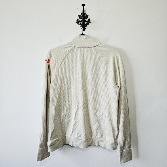 Lululemon Team Canada Engineered Warmth Half Zip Size 10 Ivory Merino Wool - Picture 3 of 5